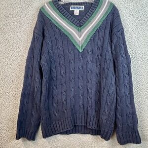Vintage Harbour Classics Chunky Cable Knit V Neck Sweater S/M Old Money Preppy